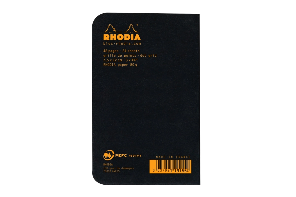 Een Rhodia Schrift 7.5x12cm - Zwart - Dotted koop je bij P.W. Akkerman Amsterdam