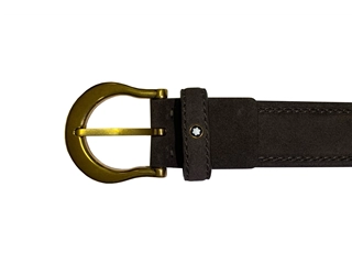 Buy your Montblanc Grey Brown Alcantara Gold Belt at P.W. Akkerman Amsterdam