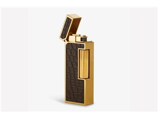 Buy your Dunhill Rollagas Brown Alligator Leather Gold Plated Lighter at P.W. Akkerman Amsterdam