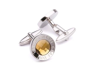 Een Graf von Faber-Castell Round &#39;Faceted Citrine&#39; Platinum Plated Manchetknopen koop je bij P.W. Akkerman Amsterdam