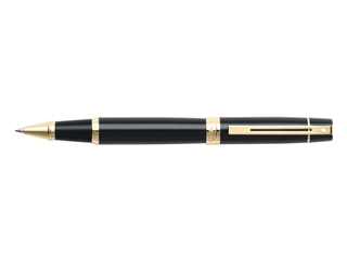 Een Sheaffer 300 Glossy Black Gold Trim Rollerbal koop je bij P.W. Akkerman Amsterdam