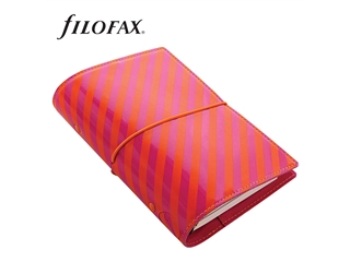 Een Filofax Personal Domino Kunstleder Stripes Pink/Orange koop je bij P.W. Akkerman Amsterdam