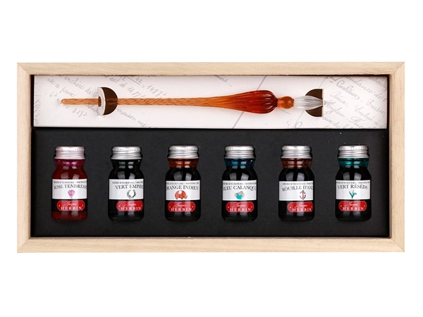 Buy your J. Herbin Glass Dip Pen Set - 6 Colours Ink at P.W. Akkerman Amsterdam