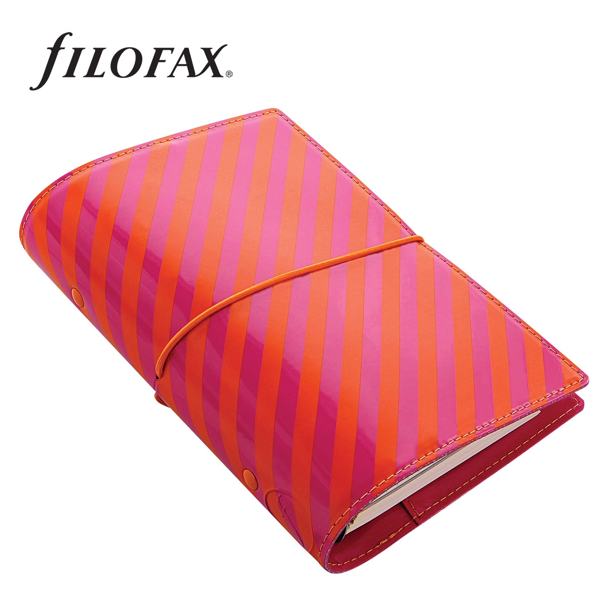 Een Filofax Personal Domino Kunstleder Stripes Pink/Orange koop je bij P.W. Akkerman Amsterdam